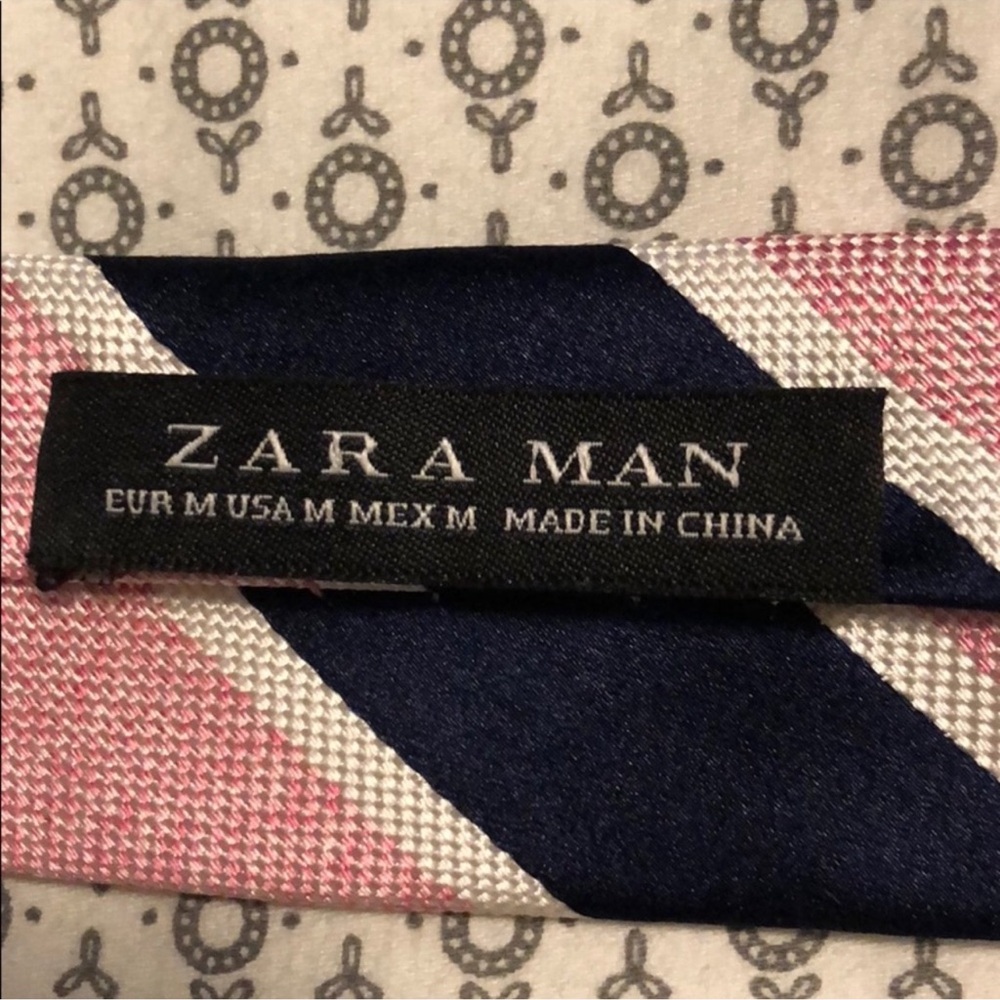 Zara Man Pink and Blue Striped Tie Sz OS